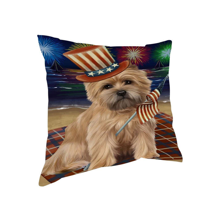 4th of July Independence Day Firework Cairn Terrier Dog Pillow PIL51300