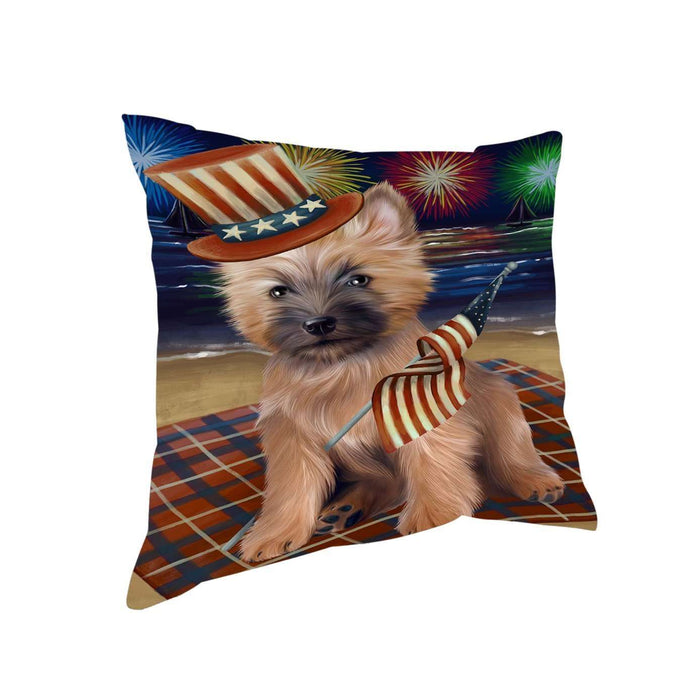 4th of July Independence Day Firework Cairn Terrier Dog Pillow PIL51312