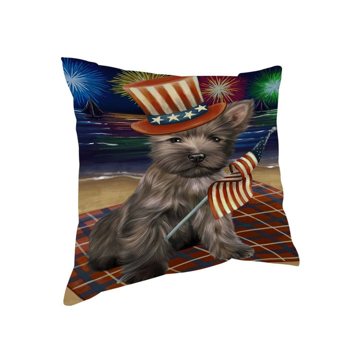 4th of July Independence Day Firework Cairn Terrier Dog Pillow PIL51316