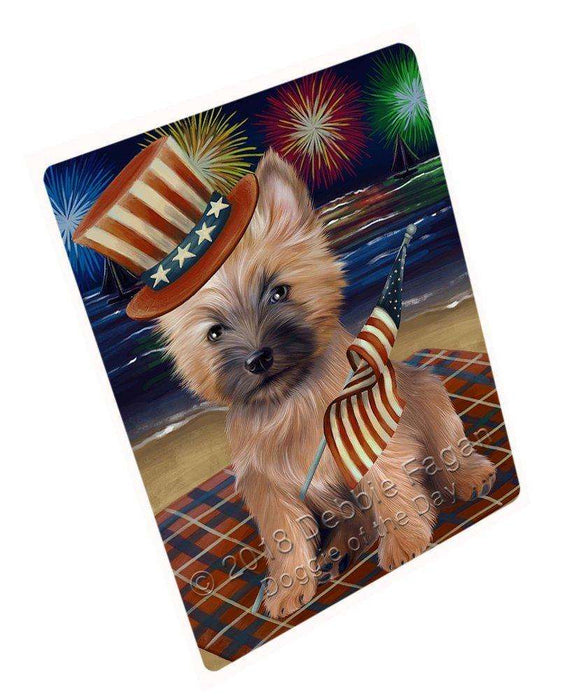 4th of July Independence Day Firework Cairn Terrier Dog Tempered Cutting Board C50460