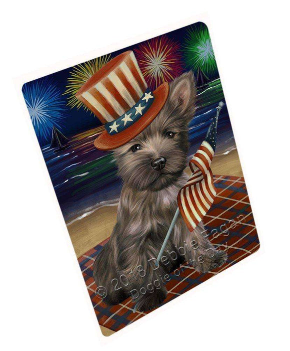 4th of July Independence Day Firework Cairn Terrier Dog Tempered Cutting Board C50463