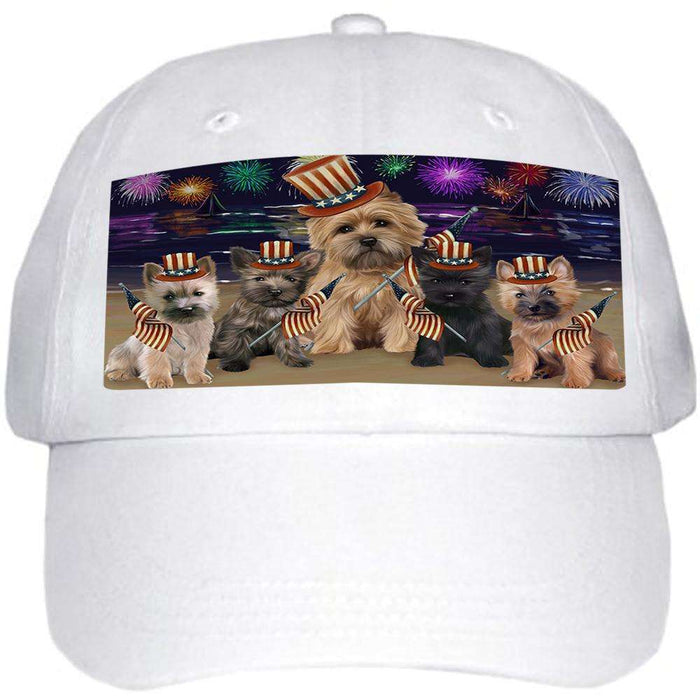 4th of July Independence Day Firework Cairn Terriers Dog Ball Hat Cap HAT50319