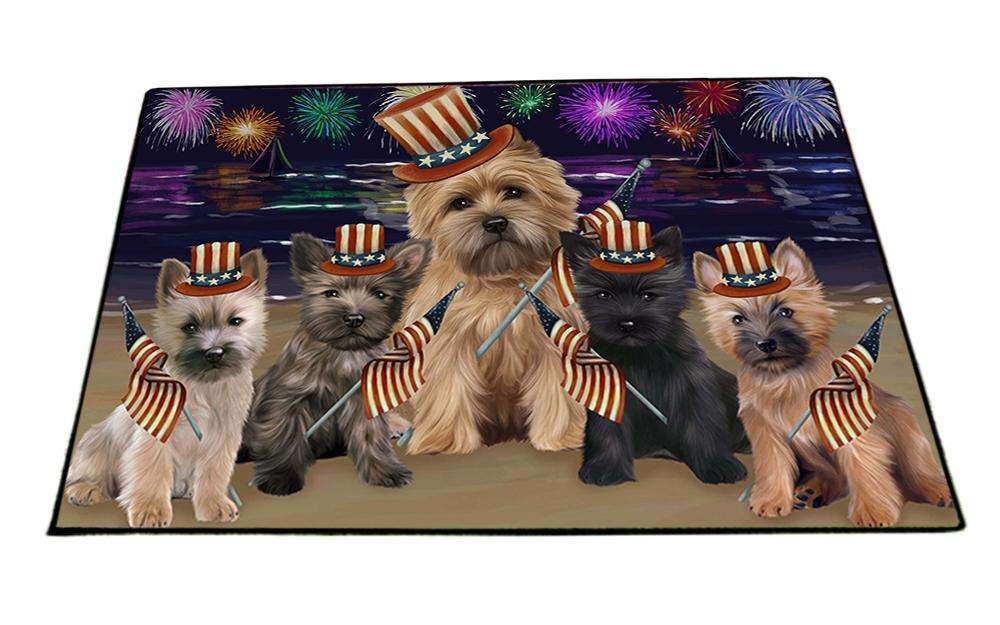 4th of July Independence Day Firework Cairn Terriers Dog Floormat FLMS49383