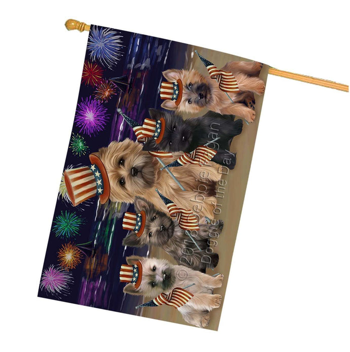 4th of July Independence Day Firework Cairn Terriers Dog House Flag FLG48827