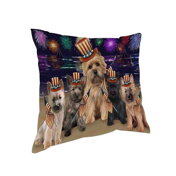 4th of July Independence Day Firework Cairn Terriers Dog Pillow PIL51304