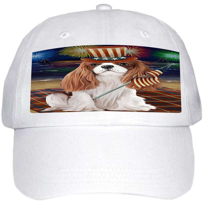 4th of July Independence Day Firework Cavalier King Charles Spaniel Dog Ball Hat Cap HAT50331