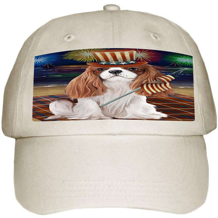 4th of July Independence Day Firework Cavalier King Charles Spaniel Dog Ball Hat Cap HAT50331