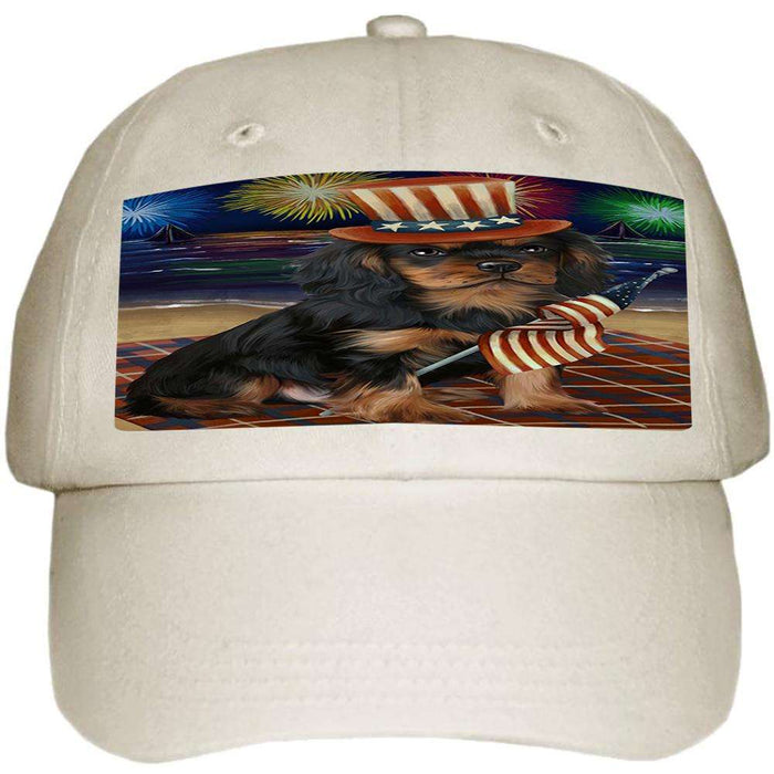 4th of July Independence Day Firework Cavalier King Charles Spaniel Dog Ball Hat Cap HAT50337