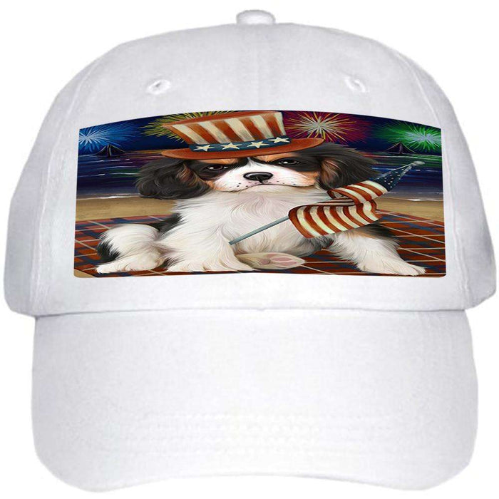 4th of July Independence Day Firework Cavalier King Charles Spaniel Dog Ball Hat Cap HAT50340