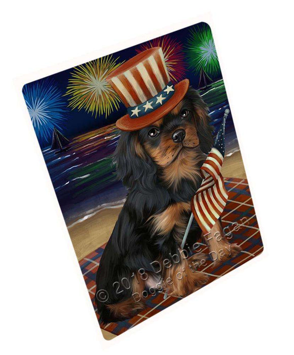 4th of July Independence Day Firework Cavalier King Charles Spaniel Dog Blanket BLNKT55416 (37x57 Sherpa)