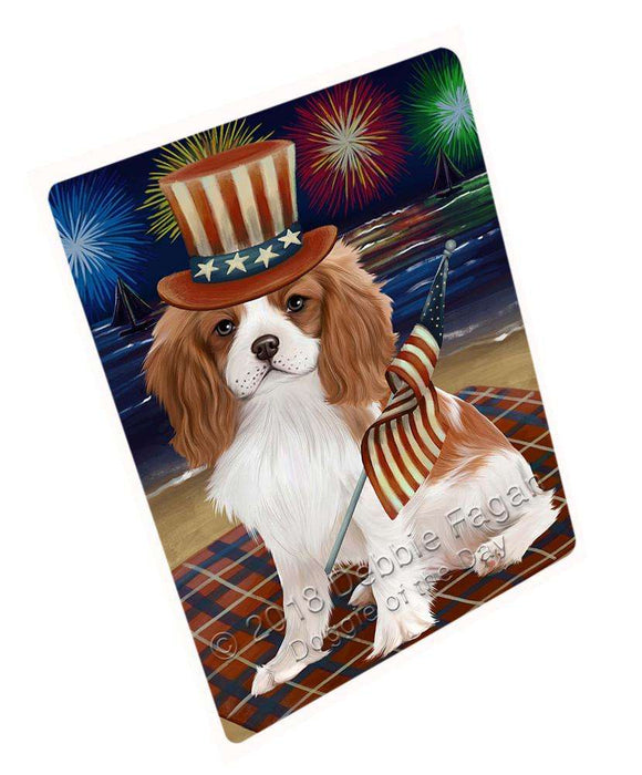 4th of July Independence Day Firework Cavalier King Charles Spaniel Dog Blanket BLNKT55443 (37x57 Sherpa)