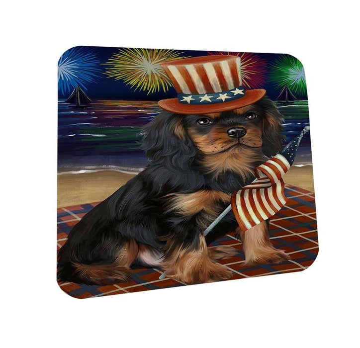 4th of July Independence Day Firework Cavalier King Charles Spaniel Dog Coasters Set of 4 CST48827