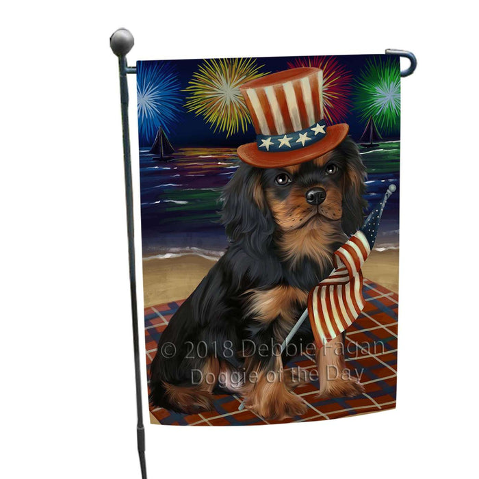 4th of July Independence Day Firework Cavalier King Charles Spaniel Dog Garden Flag GFLG48777