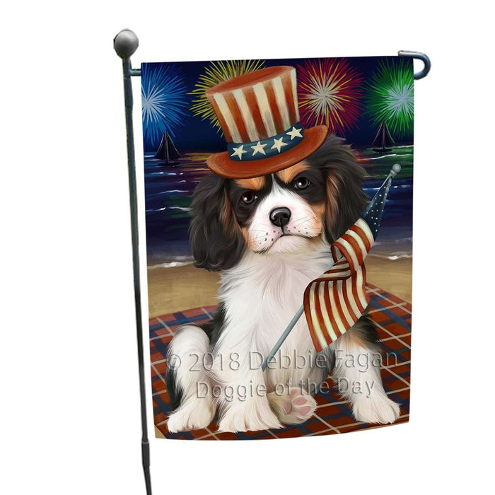 4th of July Independence Day Firework Cavalier King Charles Spaniel Dog Garden Flag GFLG48778