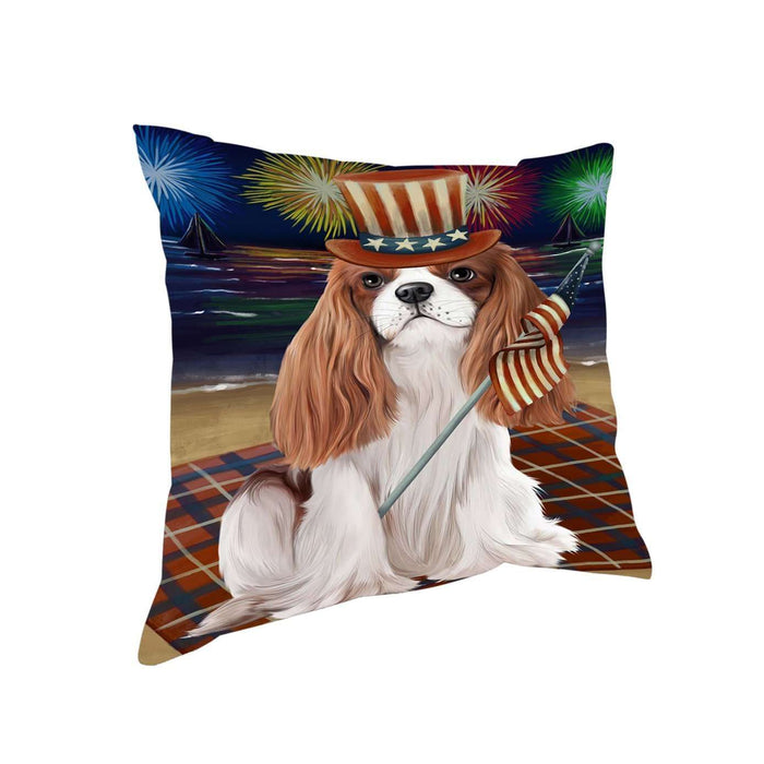 4th of July Independence Day Firework Cavalier King Charles Spaniel Dog Pillow PIL51320