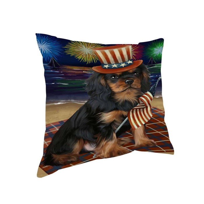 4th of July Independence Day Firework Cavalier King Charles Spaniel Dog Pillow PIL51328
