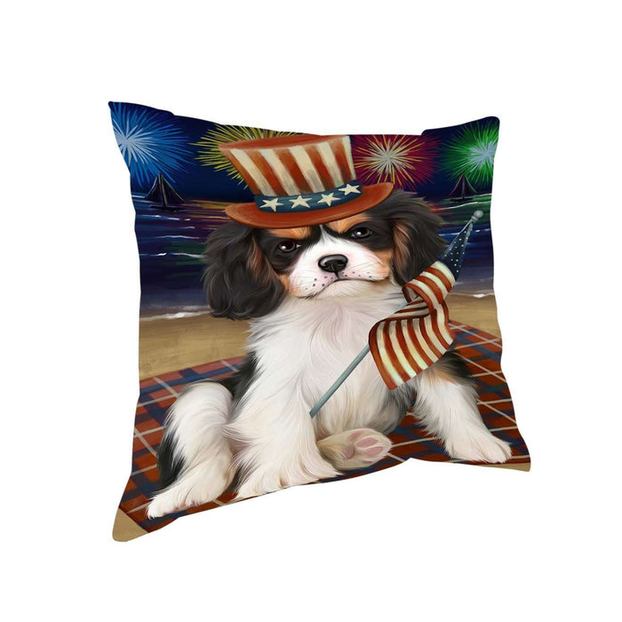 4th of July Independence Day Firework Cavalier King Charles Spaniel Dog Pillow PIL51332