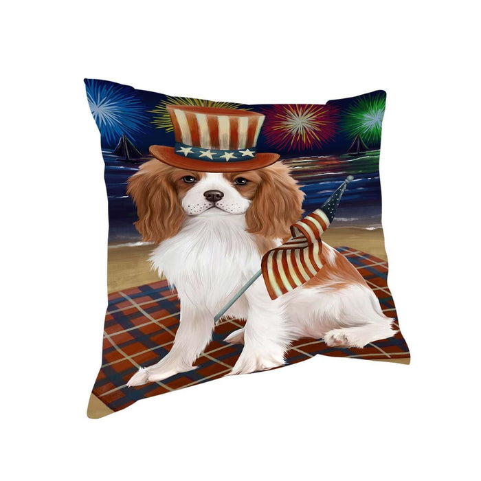 4th of July Independence Day Firework Cavalier King Charles Spaniel Dog Pillow PIL51340