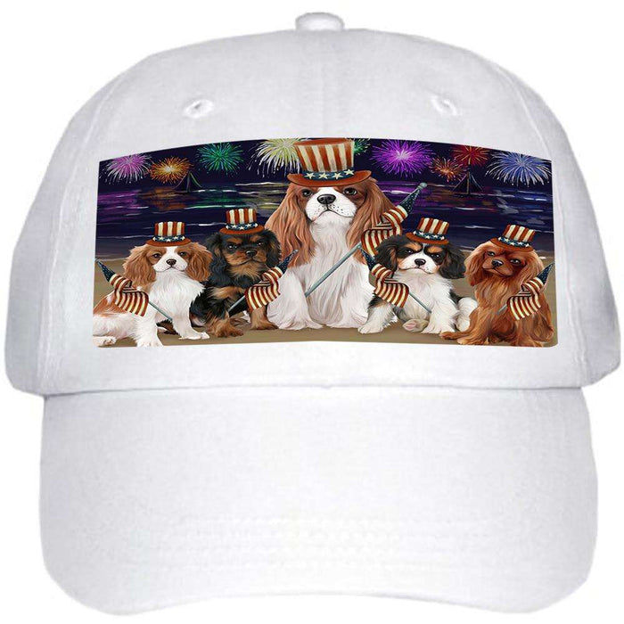 4th of July Independence Day Firework Cavalier King Charles Spaniels Dog Ball Hat Cap HAT50334