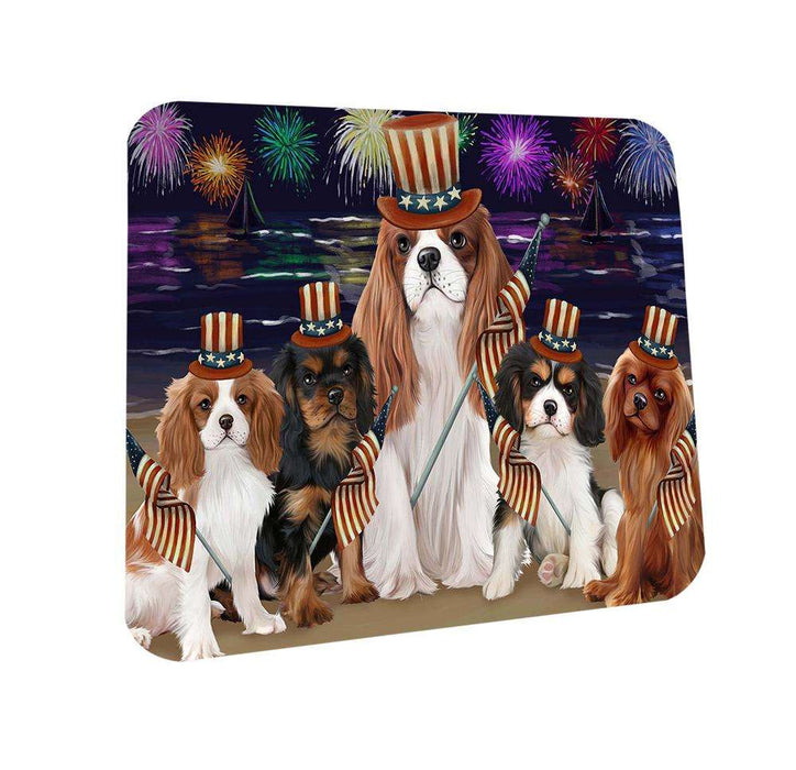 4th of July Independence Day Firework Cavalier King Charles Spaniels Dog Coasters Set of 4 CST48826