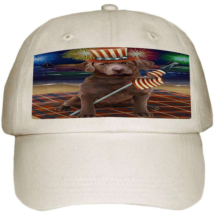 4th of July Independence Day Firework Chesapeake Bay Retriever Dog Ball Hat Cap HAT50349