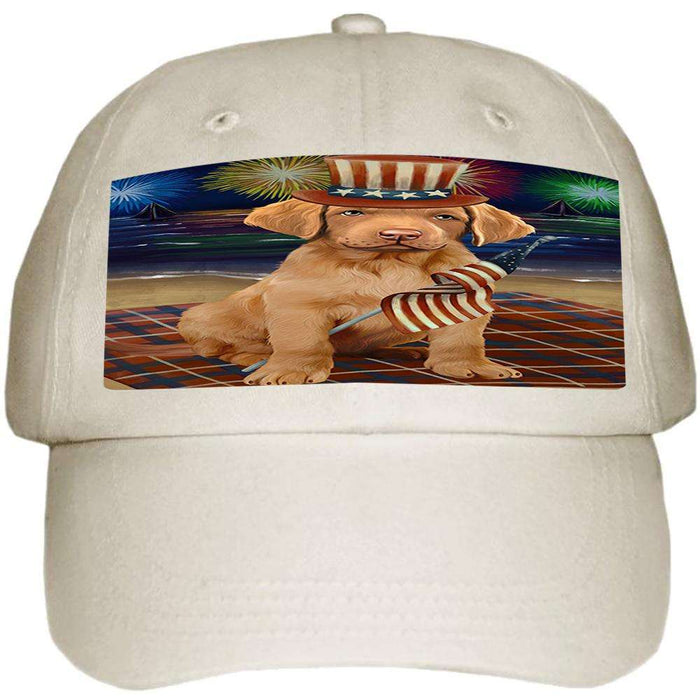 4th of July Independence Day Firework Chesapeake Bay Retriever Dog Ball Hat Cap HAT50355