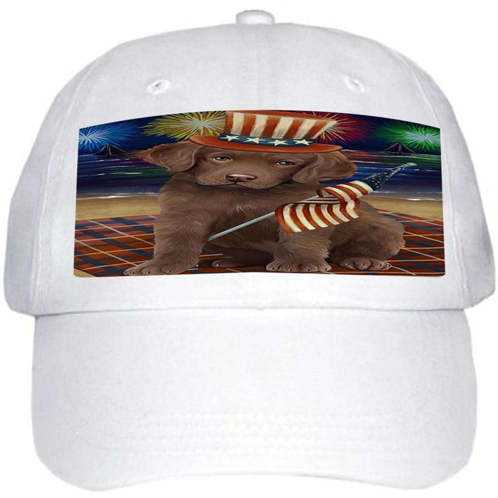 4th of July Independence Day Firework Chesapeake Bay Retriever Dog Ball Hat Cap HAT50358