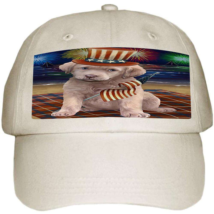 4th of July Independence Day Firework Chesapeake Bay Retriever Dog Ball Hat Cap HAT50361