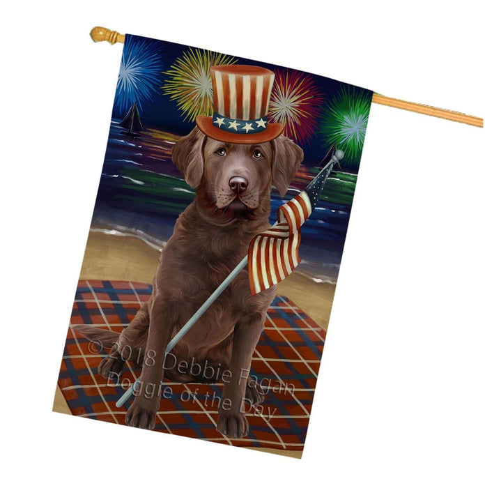 4th of July Independence Day Firework Chesapeake Bay Retriever Dog House Flag FLG48837