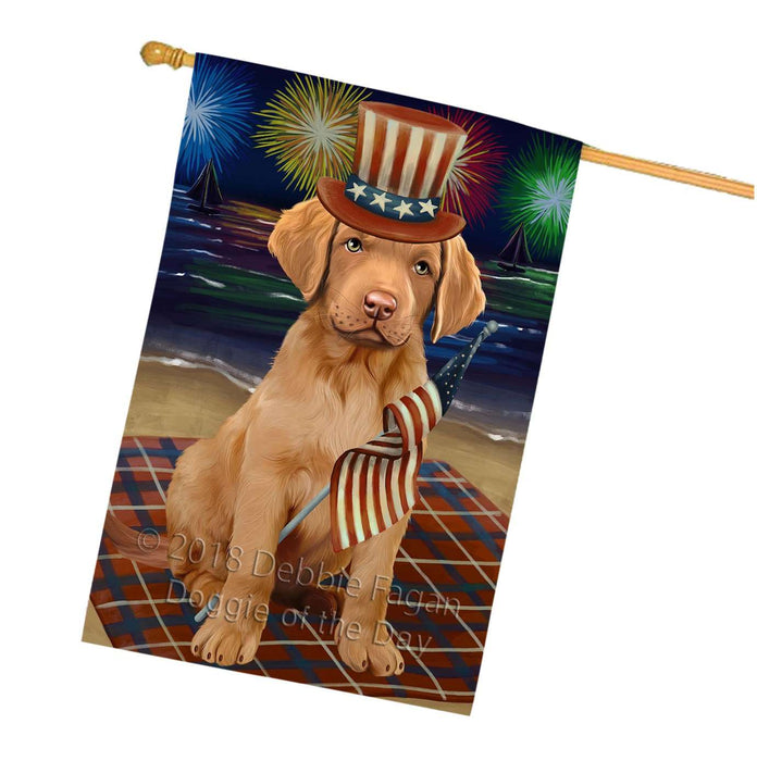 4th of July Independence Day Firework Chesapeake Bay Retriever Dog House Flag FLG48839