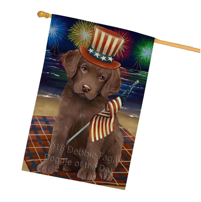 4th of July Independence Day Firework Chesapeake Bay Retriever Dog House Flag FLG48840