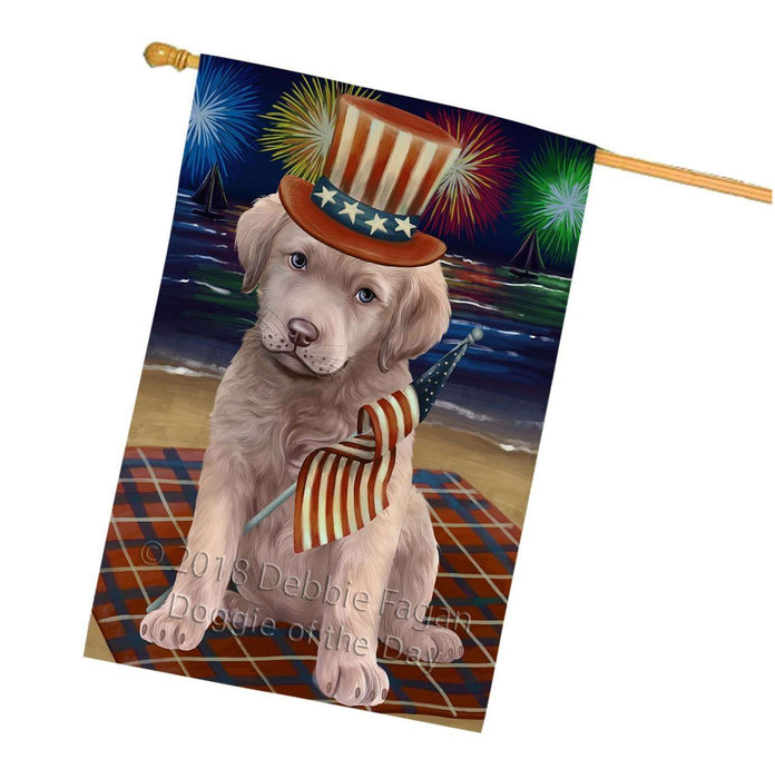 4th of July Independence Day Firework Chesapeake Bay Retriever Dog House Flag FLG48841