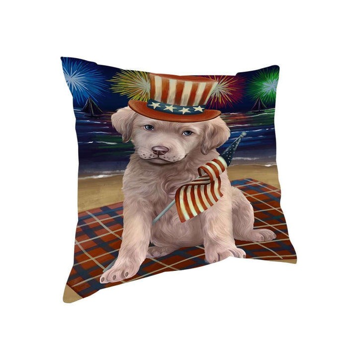 4th of July Independence Day Firework Chesapeake Bay Retriever Dog Pillow PIL51360