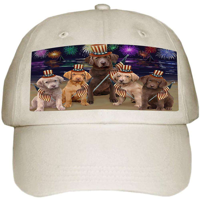 4th of July Independence Day Firework Chesapeake Bay Retrievers Dog Ball Hat Cap HAT50352