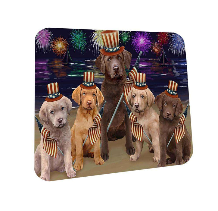 4th of July Independence Day Firework Chesapeake Bay Retrievers Dog Coasters Set of 4 CST48832