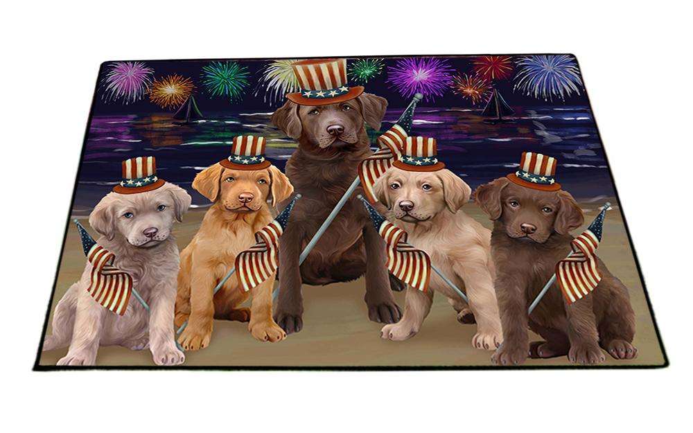 4th of July Independence Day Firework Chesapeake Bay Retrievers Dog Floormat FLMS49389