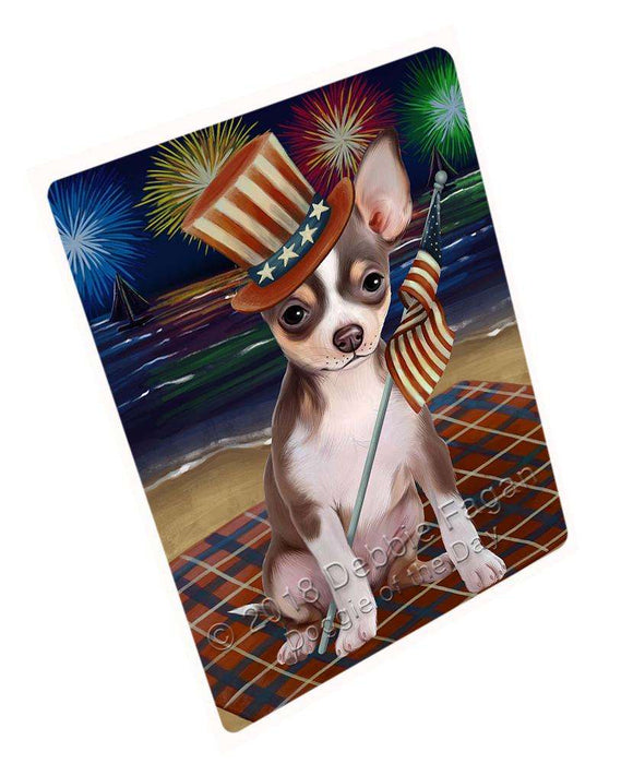 4th of July Independence Day Firework Chihuahua Dog Blanket BLNKT55497 (37x57 Sherpa)