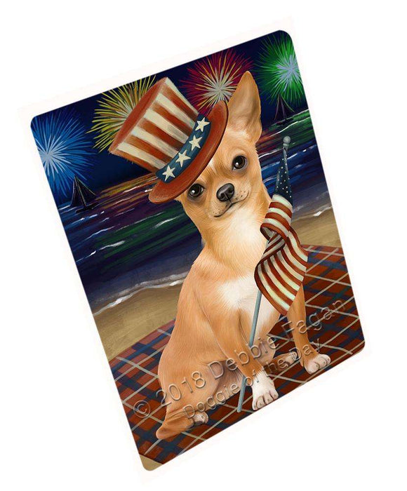 4th of July Independence Day Firework Chihuahua Dog Blanket BLNKT55515 (37x57 Sherpa)