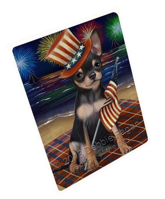 4th of July Independence Day Firework Chihuahua Dog Blanket BLNKT55524 (37x57 Sherpa)