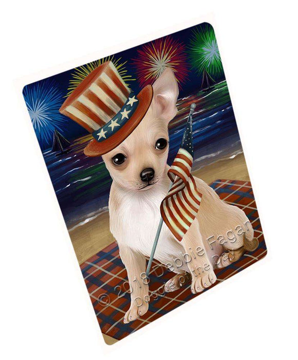 4th of July Independence Day Firework Chihuahua Dog Blanket BLNKT55533 (37x57 Sherpa)