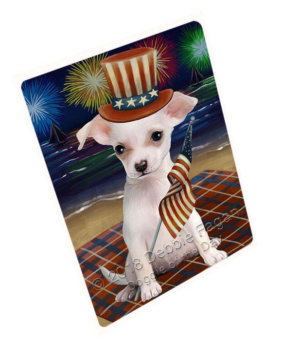 4th of July Independence Day Firework Chihuahua Dog Blanket BLNKT55542 (37x57 Sherpa)
