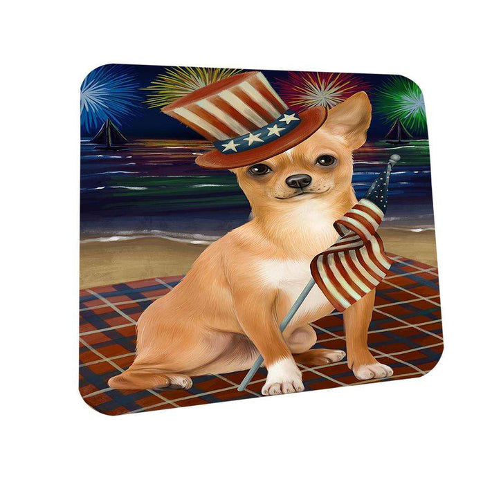 4th of July Independence Day Firework Chihuahua Dog Coasters Set of 4 CST48838