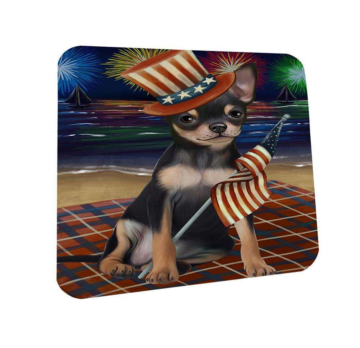 4th of July Independence Day Firework Chihuahua Dog Coasters Set of 4 CST48839