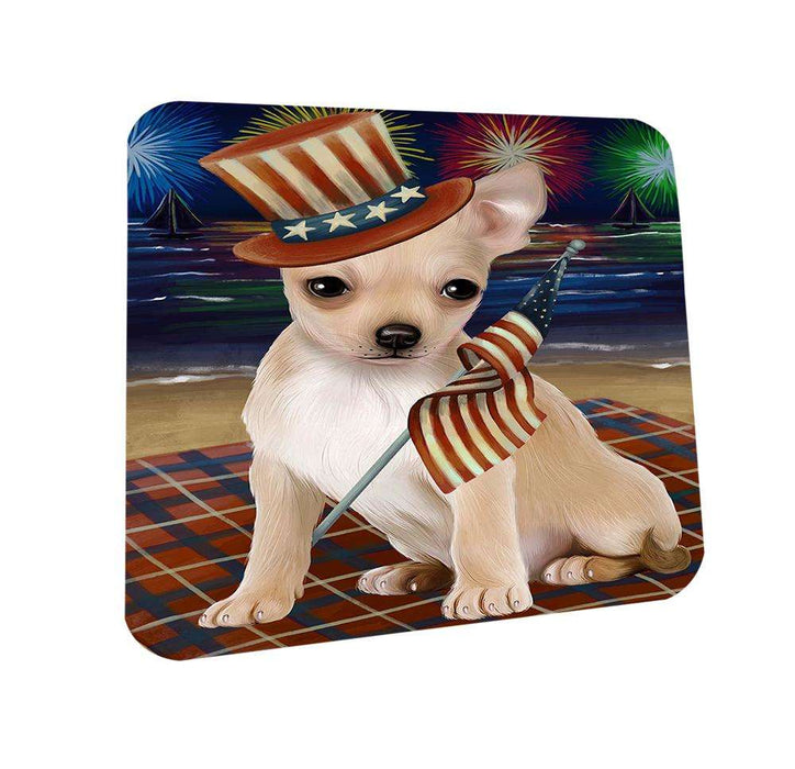 4th of July Independence Day Firework Chihuahua Dog Coasters Set of 4 CST48840