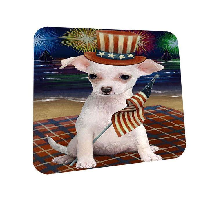 4th of July Independence Day Firework Chihuahua Dog Coasters Set of 4 CST48841