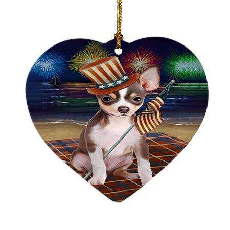 4th of July Independence Day Firework Chihuahua Dog Heart Christmas Ornament HPOR48877