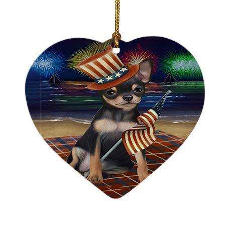 4th of July Independence Day Firework Chihuahua Dog Heart Christmas Ornament HPOR48880