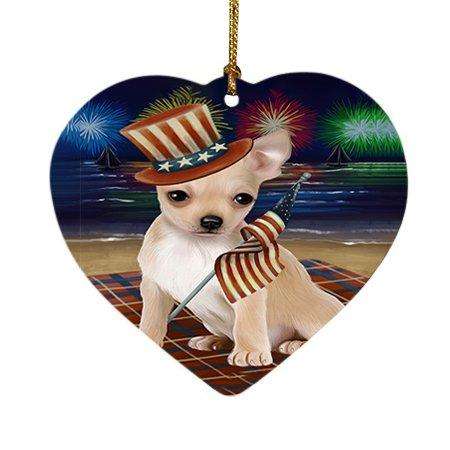 4th of July Independence Day Firework Chihuahua Dog Heart Christmas Ornament HPOR48881