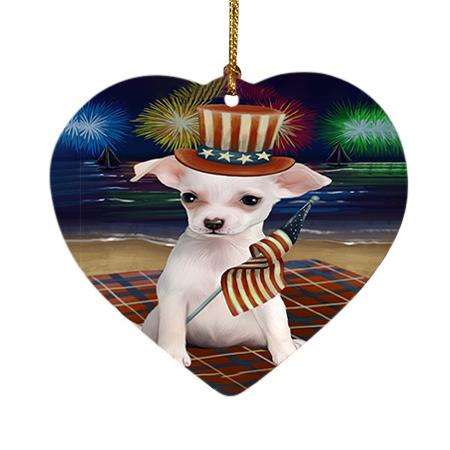 4th of July Independence Day Firework Chihuahua Dog Heart Christmas Ornament HPOR48882