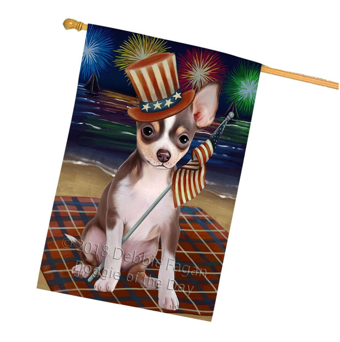 4th of July Independence Day Firework Chihuahua Dog House Flag FLG48842
